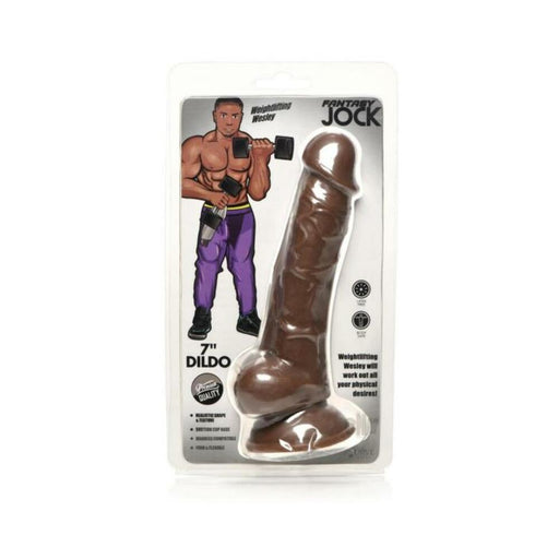 Jock Weightlifting Wesley 7 In. Dildo With Balls Dark - SexToy.com