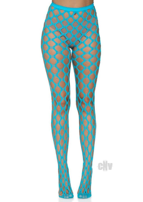 Jumbo Pothole Net Tights - Neon Blue - One Size - SexToy.com