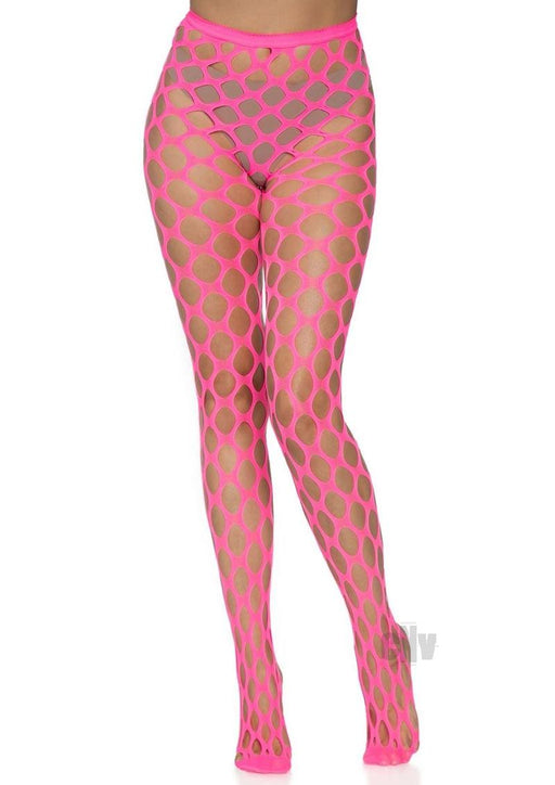 Jumbo Pothole Net Tights - Neon Pink- One Size - SexToy.com