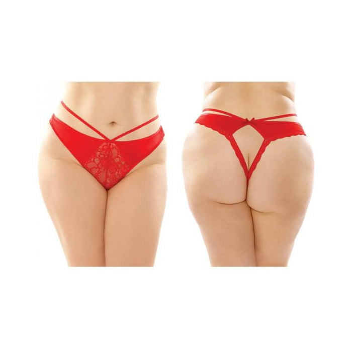 Kalina Strappy Microfiber And Lace Thong With Back Cutout 6-pack Q/s Red | SexToy.com