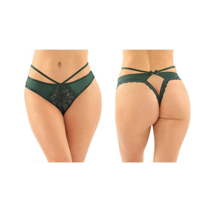 Kalina Strappy Microfiber And Lace Thong With Back Cutout 6-pack S/m Green | SexToy.com