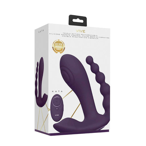 Kata Pulse Wave & Vibrating Double Penetration Vibrator Purple - SexToy.com