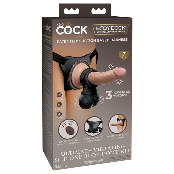 King Cock Elite Ultimate Vibrating Silicone Body Dock Kit - SexToy.com