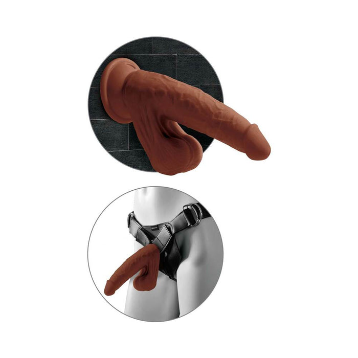 King Cock Plus 8 In. Triple Density Cock With Swinging Balls Brown - SexToy.com