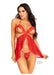 Lace Flyaway Babydoll Gstring 2pc Lg Red - SexToy.com