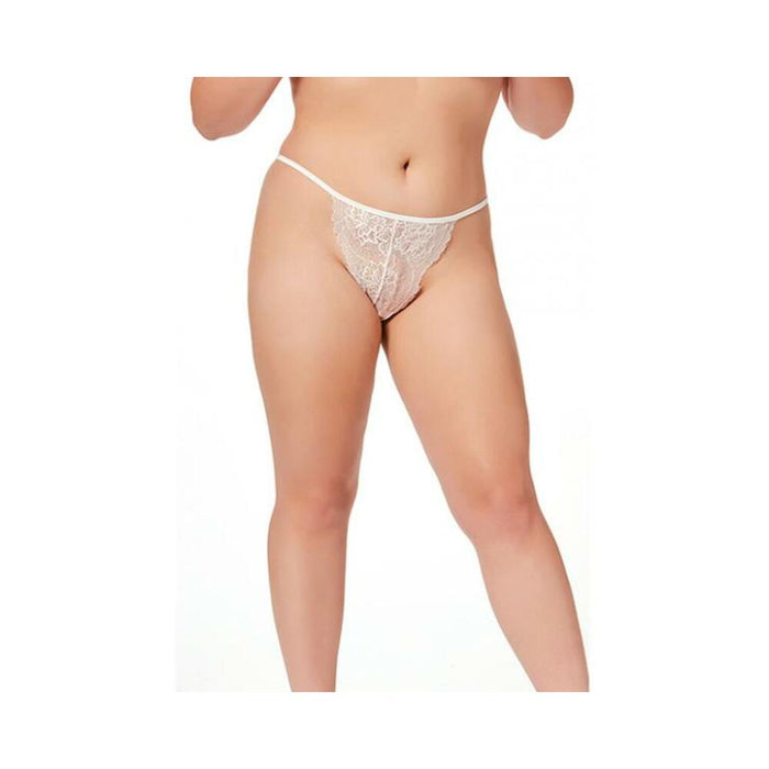 Lace G-string W/pearl Back White 1x/2x - SexToy.com