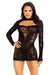 Lace Keyhole Mini Dress Gloves Os Blk - SexToy.com