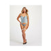 Lace & Mesh Bustier W/lace Up Center, Garter Belt & Thong Blue Lg - SexToy.com