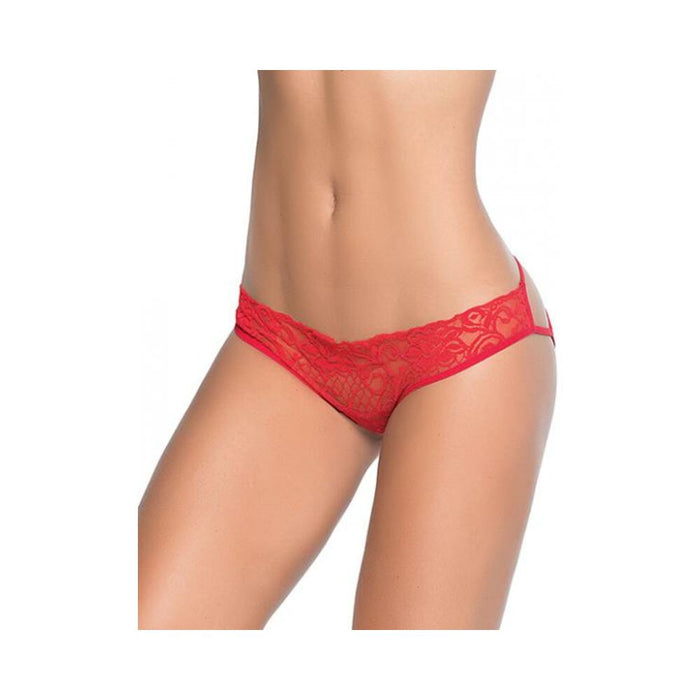 Lace Panty W/back Cage Red Lg - SexToy.com