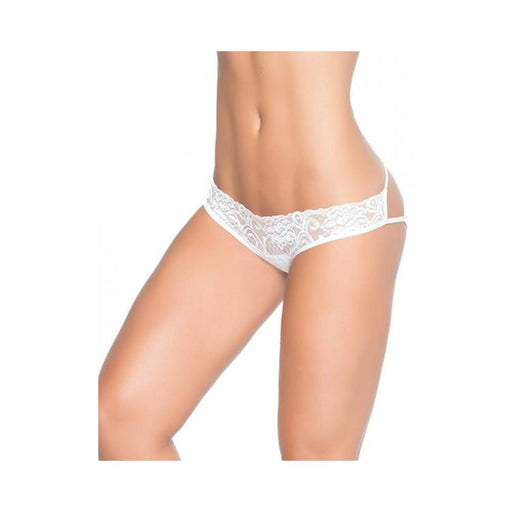 Lace Panty W/back Cage White Lg - SexToy.com