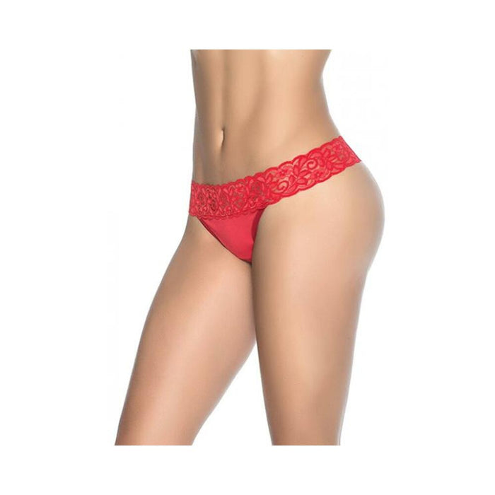 Lace Trim Thong Red Xl - SexToy.com