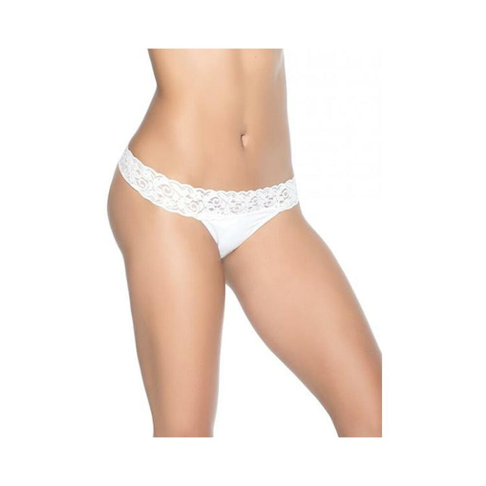 Lace Trim Thong White Xl - SexToy.com