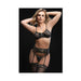 Lace Up Bra W/heart Detail, Garter Belt & Thong Black O/s - SexToy.com