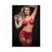 Laced Bra, Garter Skirt, Thong & Stockings Red O/s - SexToy.com