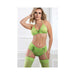 Laced Up Halter Bra W/heart Charm, High Waist Panty & Stockings Neon Kiwi O/s - SexToy.com