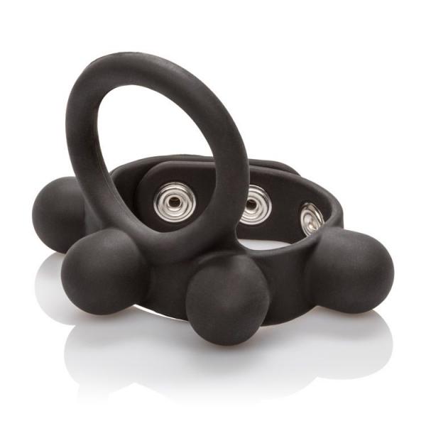 Large Weighted C Ring Ball Stretcher Silicone Black | SexToy.com