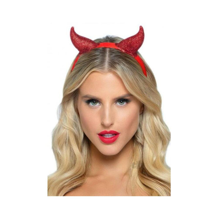 Latex Glitter Devil Headband Os Red - SexToy.com