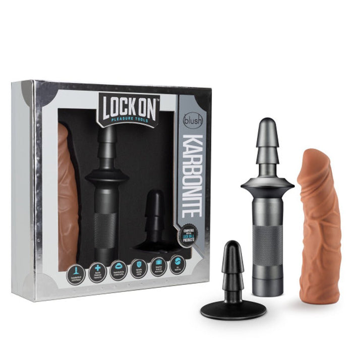 Lock On - Karbonite Dildo And Handle - Mocha - SexToy.com