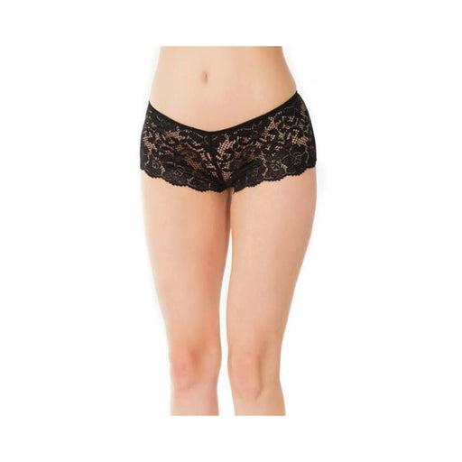 Low Rise Scallop Lace Booty Shorts Black O/S - SexToy.com