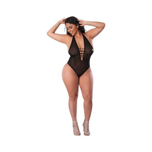 Magic Silk Glitz & Glam Bodysuit With Snap Crotch Black Queen Size - SexToy.com