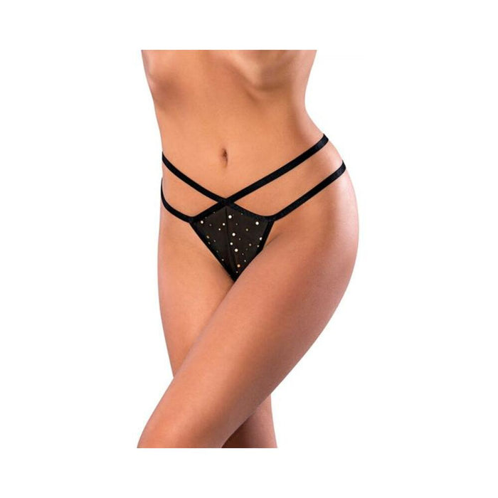 Magic Silk Glitz & Glam Split Crotch Thong Black L/xl - SexToy.com