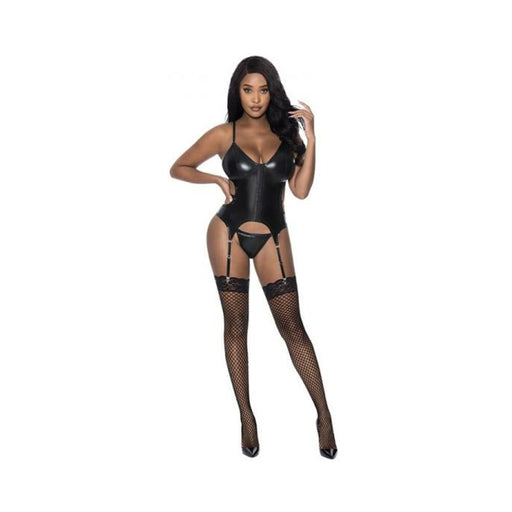 Magic Silk Hard Candy Basque & Cheeky Panty Black L/xl - SexToy.com