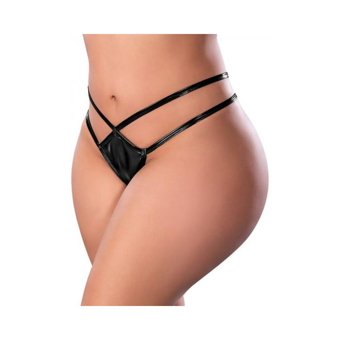 Magic Silk Liquid Onyx Crotchless Panty Black Queen Size - SexToy.com