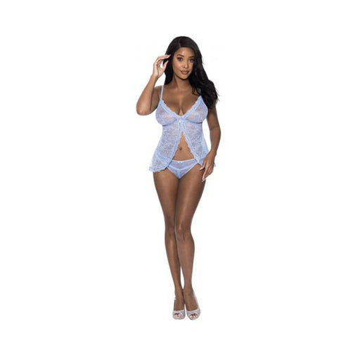 Magic Silk Ooh La Lace Babydoll & Split Crotch Panty Set Periwinkle S/m | SexToy.com