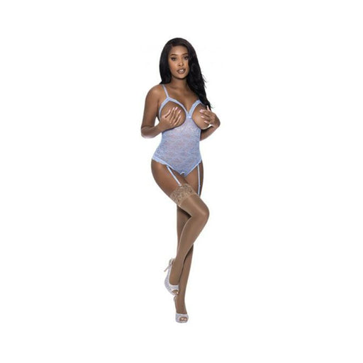 Magic Silk Ooh La Lace Cupless & Crotchless Teddy Periwinkle L/xl | SexToy.com