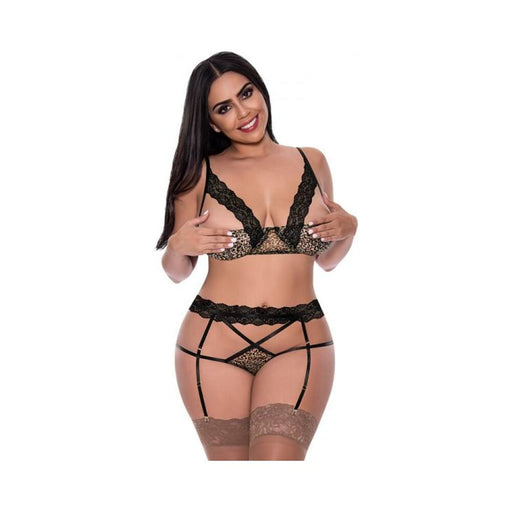 Magic Silk Purrrfect Balconette Bra & Garter Panty Leopard Queen | SexToy.com