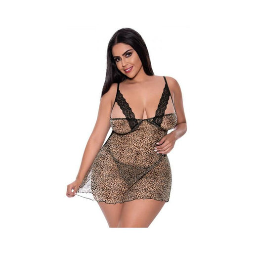 Magic Silk Purrrfect Chemise & Thong Set Leopard Queen | SexToy.com