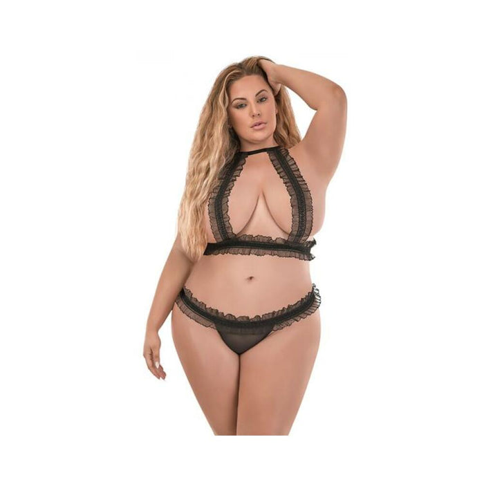 Magic Silk Ruffled Halter Bra & Split-Crotch Thong | SexToy.com