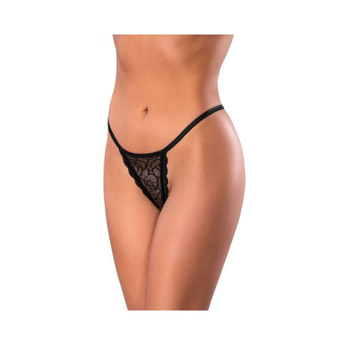 Magic Silk Soft Petals Lace Thong Black L/xl - SexToy.com