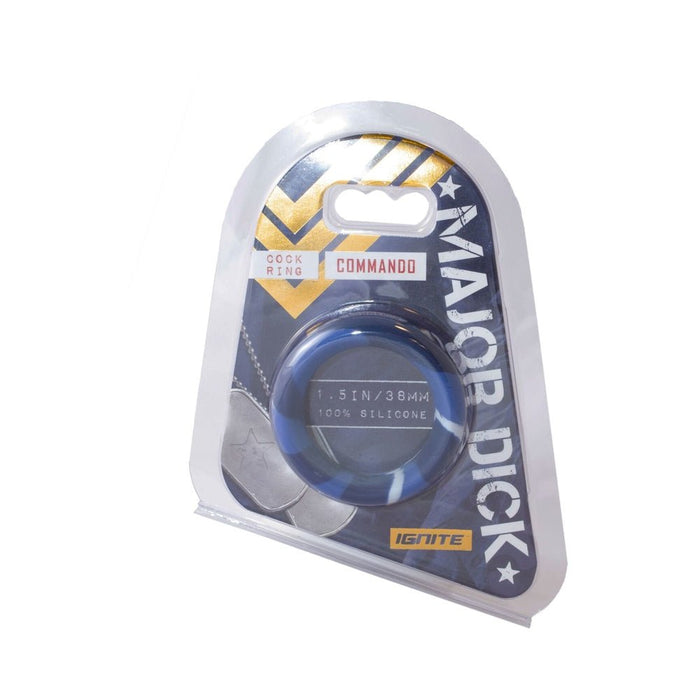 Major Dick Commando Cock Ring Blue Camo 1.5 inches | SexToy.com