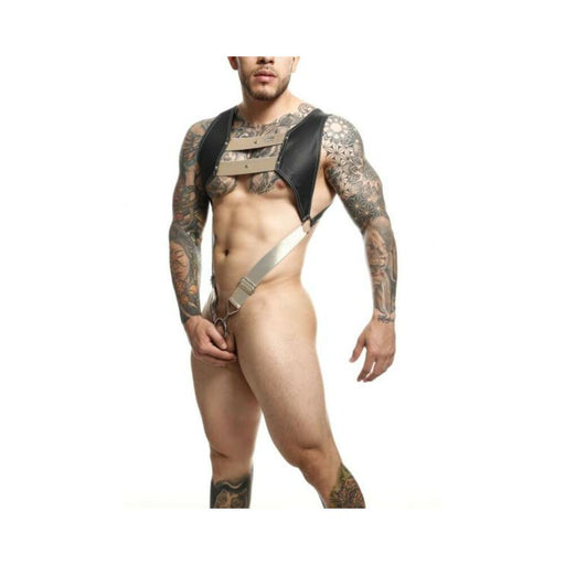 Male Basics Dngeon Croptop Cockring Harness Golden O/s - SexToy.com