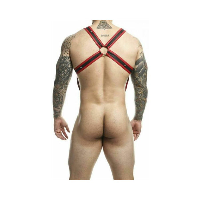 Male Basics Dngeon Cross Cock Ring Harness Red O/s (hanging) - SexToy.com