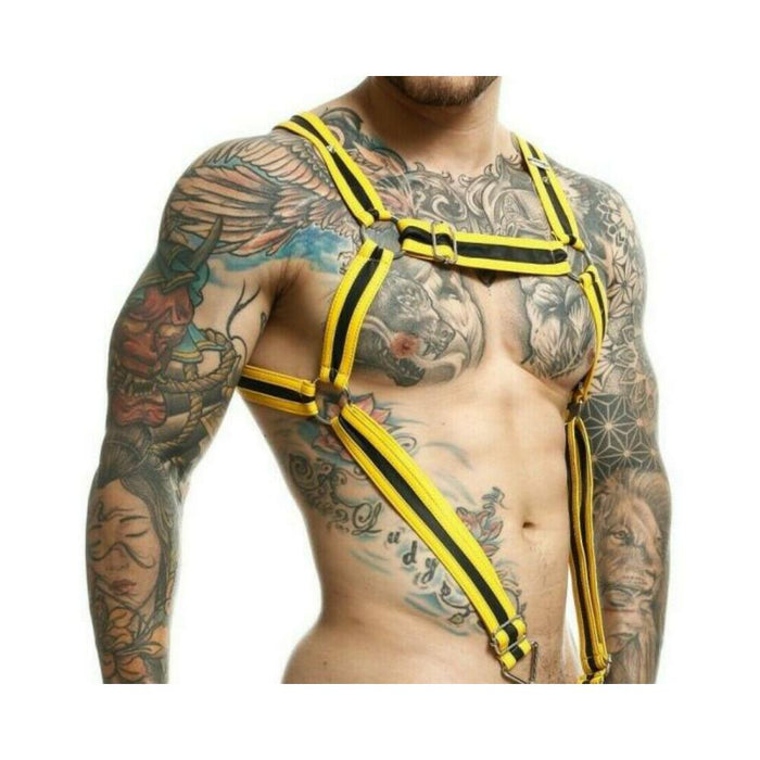 Male Basics Dngeon Cross Cock Ring Harness Yellow O/s (hanging) - SexToy.com