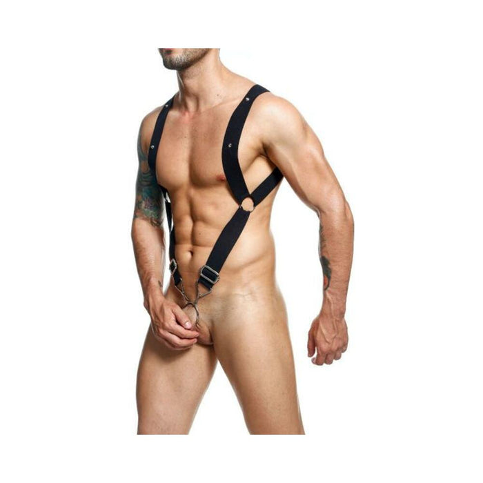 Male Basics Dngeon Straight Back Harness Black O/s Hanging - SexToy.com