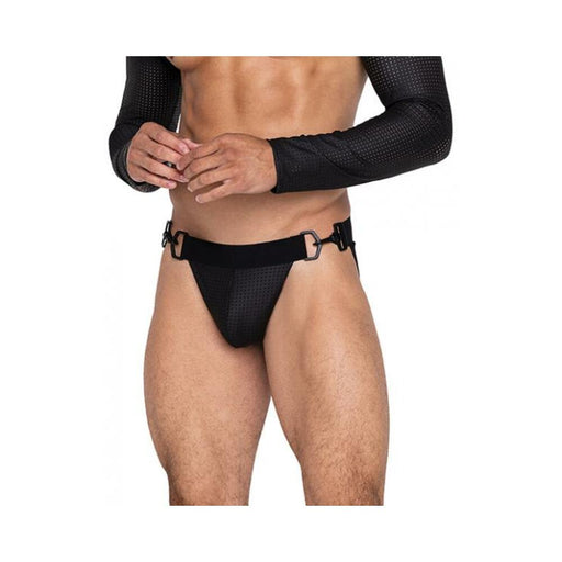 Master Jockstrap W/hook & Ring Closure & Contoured Pouch Black Lg - SexToy.com