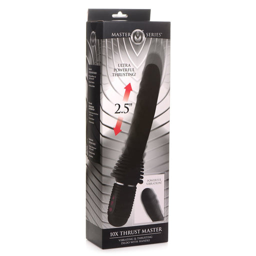 Master Series 10X Thrust Master Vibrating And Thrusting Dildo With Handle - SexToy.com