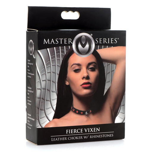 Master Series Fierce Vixen Leather Collar W/ Rhinestones - SexToy.com