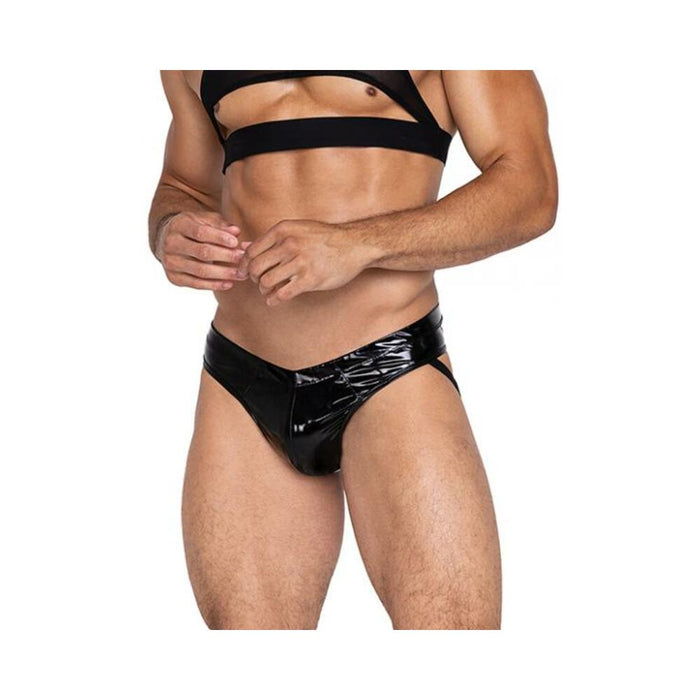 Midnight Briefs W/contoured Pouch & Elastic Rear Straps Black Lg - SexToy.com