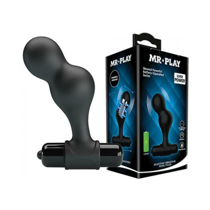 Mr. Play Silicone Anal Vibro Plug - Black - SexToy.com