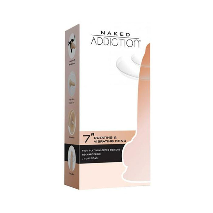 Naked Addiction Rotating & Vibrating Dong With Remote 7" Vanilla | SexToy.com