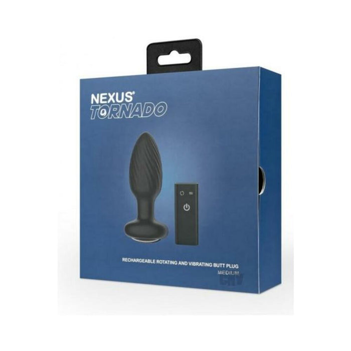 Nexus Tornado Medium Rotating And Vibrating Butt Plug With Remote Control Black - SexToy.com