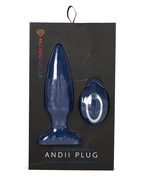 Nu Sensuelle Andii Vertical Roller Motion Butt Plug - Navy - SexToy.com