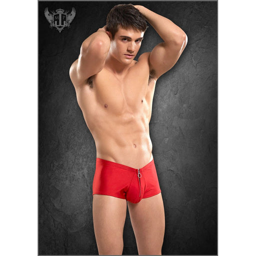 Nylon Spandex Zipper Short Red S/M - SexToy.com