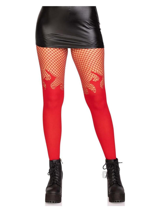 Opaque Flame Tight Fishnet Top Os Red - SexToy.com