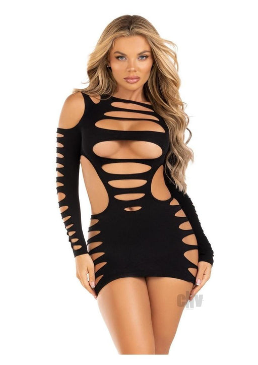 Opaque Shred Cut Mini Dress Os Blk - SexToy.com