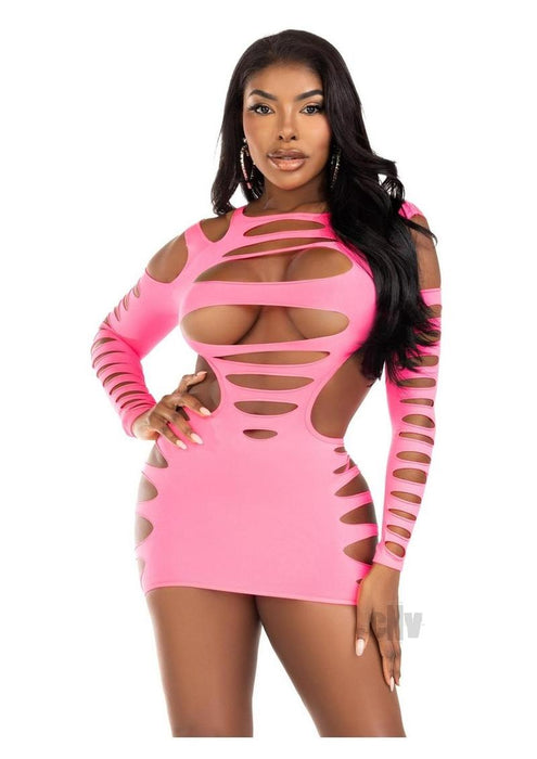 Opaque Shred Cut Mini Dress Os Pnk - SexToy.com